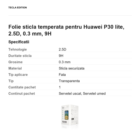 Folie sticla temperata pentru Huawei P30 lite, 2.5D, 0.3 mm, 9H [2]