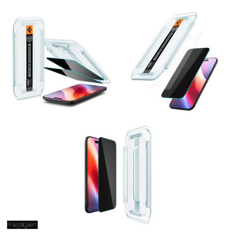 Folie sticla temperata pentru iPhone 17 Air, Privacy, Spigen, Glas.Tr Ez Fit [3]