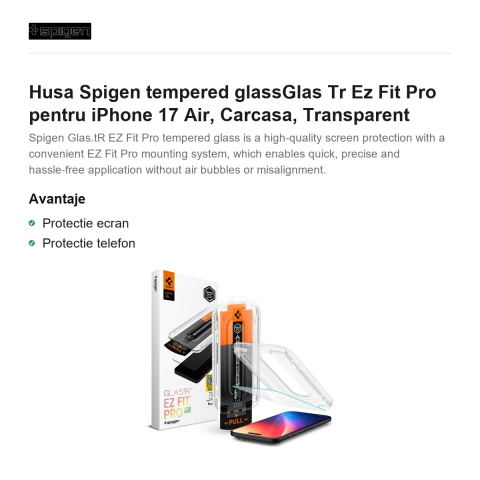 Folie sticla temperata pentru iPhone 17 Air, Spigen, Glas.Tr Ez Fit Pro [1]