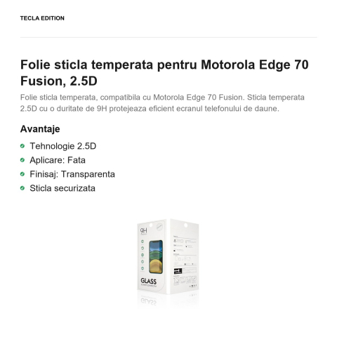Folie sticla temperata pentru Motorola Edge 70 Fusion, 2.5D [1]