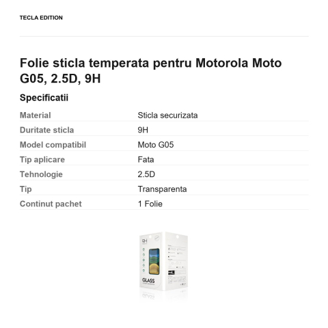 Folie sticla temperata pentru Motorola Moto G05, 2.5D, 9H [2]