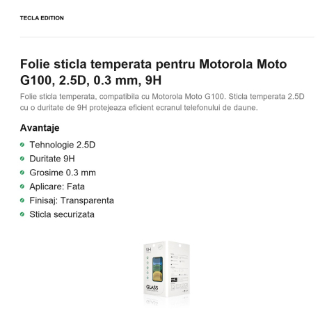 Folie sticla temperata pentru Motorola Moto G100, 2.5D, 0.3 mm, 9H [1]