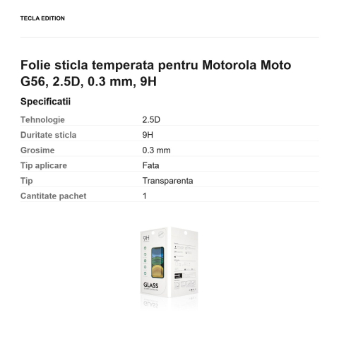 Folie sticla temperata pentru Motorola Moto G56, 2.5D, 0.3 mm, 9H [2]