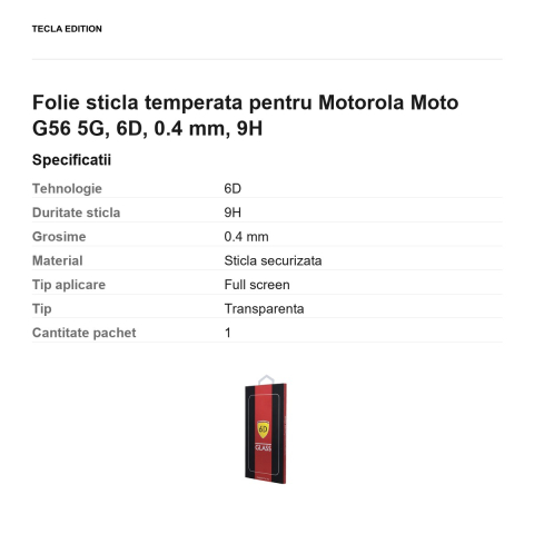 Folie sticla temperata pentru Motorola Moto G56 5G, 6D, 0.4 mm, 9H [2]