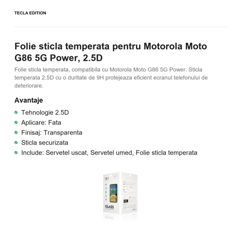 Folie sticla temperata pentru Motorola Moto G86 5G Power, 2.5D [1]