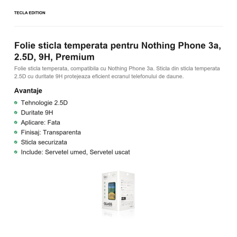 Folie sticla temperata pentru Nothing Phone 3a, 2.5D, 9H, Premium [1]
