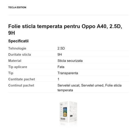 Folie sticla temperata pentru Oppo A40, 2.5D, 9H [2]
