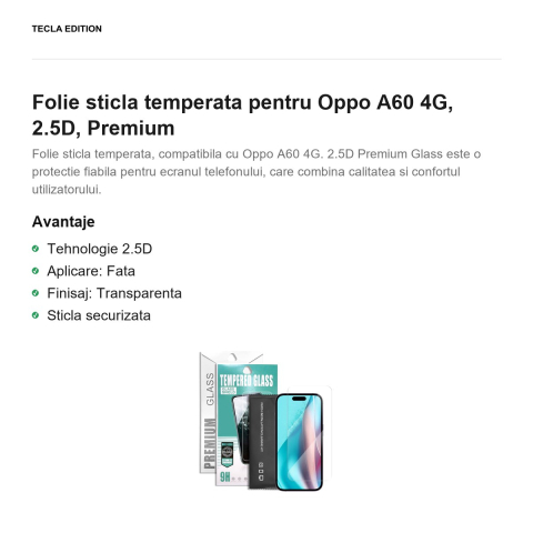 Folie sticla temperata pentru Oppo A60 4G, 2.5D, Premium [1]