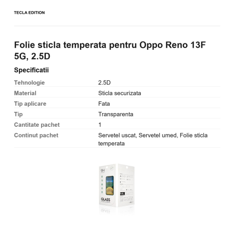 Folie sticla temperata pentru Oppo Reno 13F 5G, 2.5D [2]