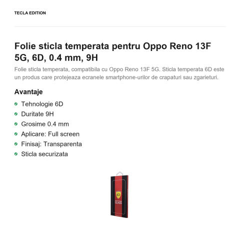 Folie sticla temperata pentru Oppo Reno 13F 5G, 6D, 0.4 mm, 9H [1]
