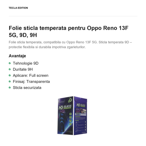 Folie sticla temperata pentru Oppo Reno 13F 5G, 9D, 9H [1]