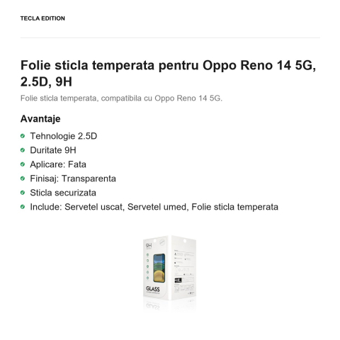 Folie sticla temperata pentru Oppo Reno 14 5G, 2.5D, 9H [1]