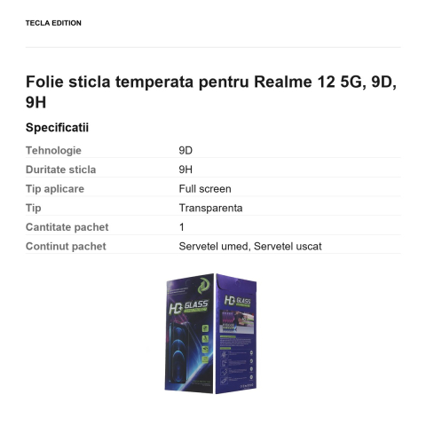 Folie sticla temperata pentru Realme 12 5G, 9D, 9H [2]