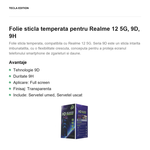 Folie sticla temperata pentru Realme 12 5G, 9D, 9H [1]