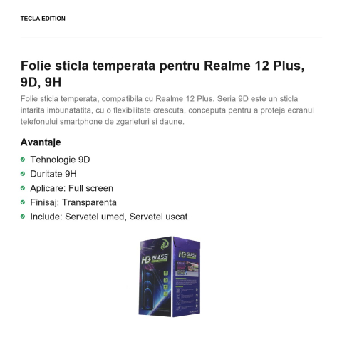 Folie sticla temperata pentru Realme 12 Plus, 9D, 9H [1]