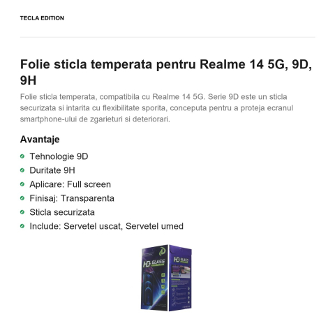 Folie sticla temperata pentru Realme 14 5G, 9D, 9H [1]