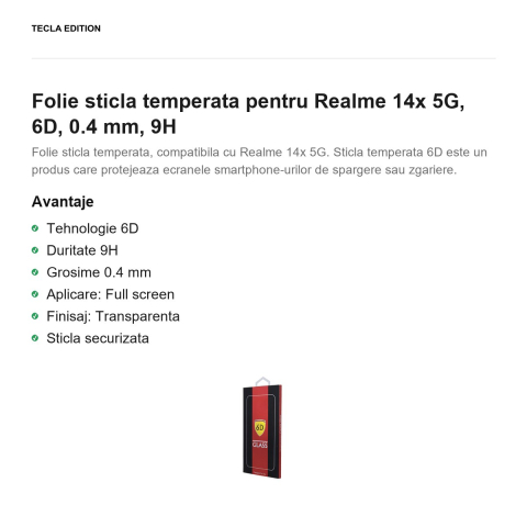 Folie sticla temperata pentru Realme 14x 5G, 6D, 0.4 mm, 9H [1]