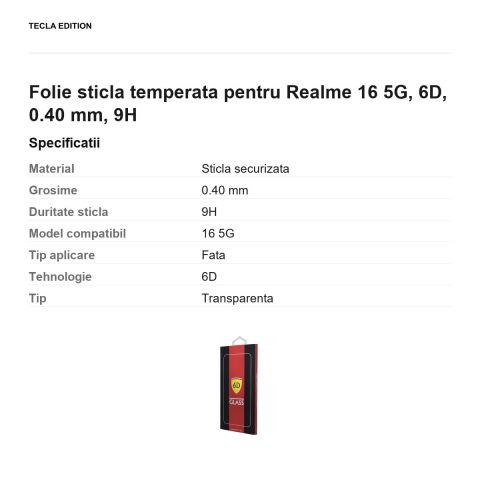 Folie sticla temperata pentru Realme 16 5G, 6D, 0.40 mm, 9H [2]