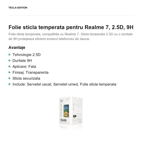 Folie sticla temperata pentru Realme 7, 2.5D, 9H [1]