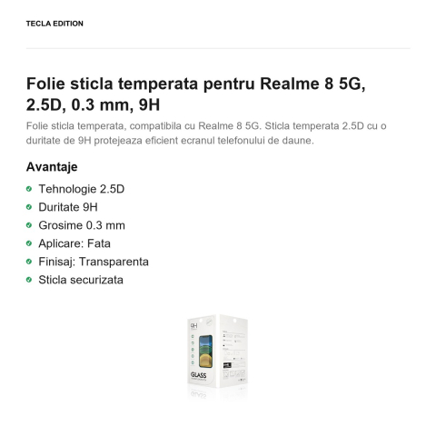 Folie sticla temperata pentru Realme 8 5G, 2.5D, 0.3 mm, 9H [1]