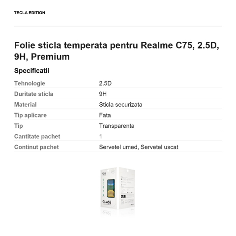 Folie sticla temperata pentru Realme C75, 2.5D, 9H, Premium [2]