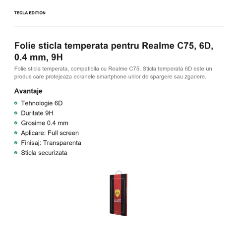 Folie sticla temperata pentru Realme C75, 6D, 0.4 mm, 9H [1]