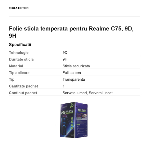 Folie sticla temperata pentru Realme C75, 9D, 9H [2]