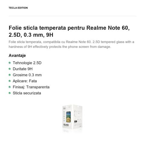 Folie sticla temperata pentru Realme Note 60, 2.5D, 0.3 mm, 9H [1]