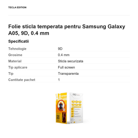 Folie sticla temperata pentru Samsung Galaxy A05, 9D, 0.4 mm [2]