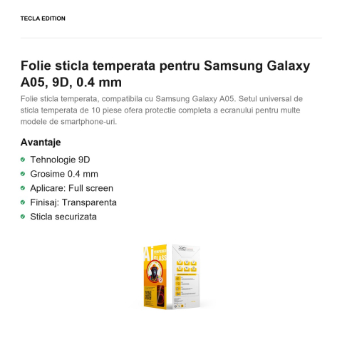 Folie sticla temperata pentru Samsung Galaxy A05, 9D, 0.4 mm [1]