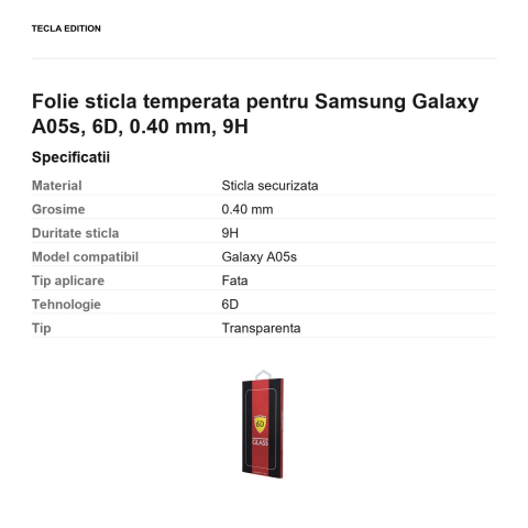 Folie sticla temperata pentru Samsung Galaxy A05s, 6D, 0.40 mm, 9H [2]