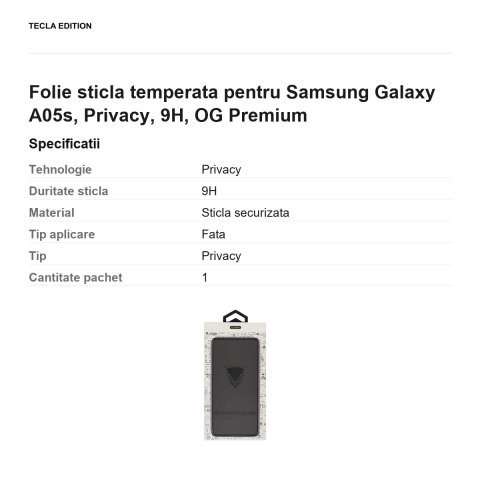 Folie sticla temperata pentru Samsung Galaxy A05s, Privacy, 9H, OG Premium [2]