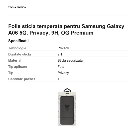 Folie sticla temperata pentru Samsung Galaxy A06 5G, Privacy, 9H, OG Premium [2]