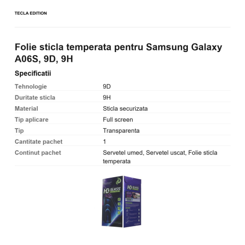 Folie sticla temperata pentru Samsung Galaxy A06S, 9D, 9H [2]