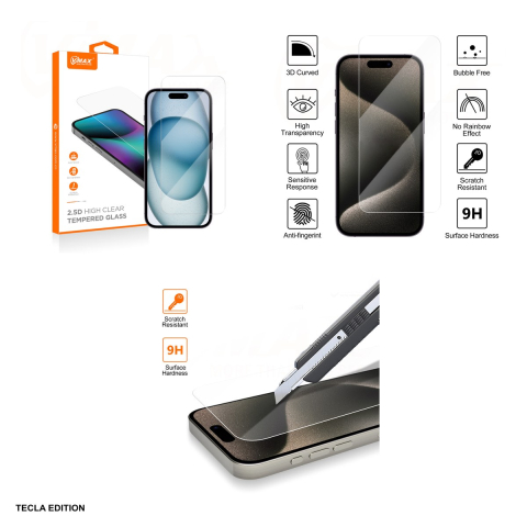 Folie sticla temperata pentru Samsung Galaxy A15 4G, 2.5D, 9H, Transparent, VMax, Normal Clear [3]