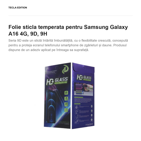 Folie sticla temperata pentru Samsung Galaxy A16 4G, 9D, 9H [1]