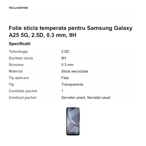 Folie sticla temperata pentru Samsung Galaxy A25 5G, 2.5D, 0.3 mm, 9H [2]
