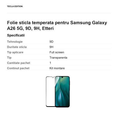 Folie sticla temperata pentru Samsung Galaxy A26 5G, 9D, 9H, Etteri [2]
