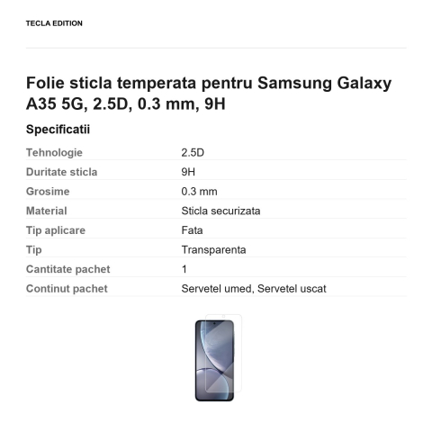 Folie sticla temperata pentru Samsung Galaxy A35 5G, 2.5D, 0.3 mm, 9H [2]