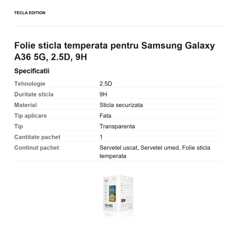 Folie sticla temperata pentru Samsung Galaxy A36 5G, 2.5D, 9H [2]