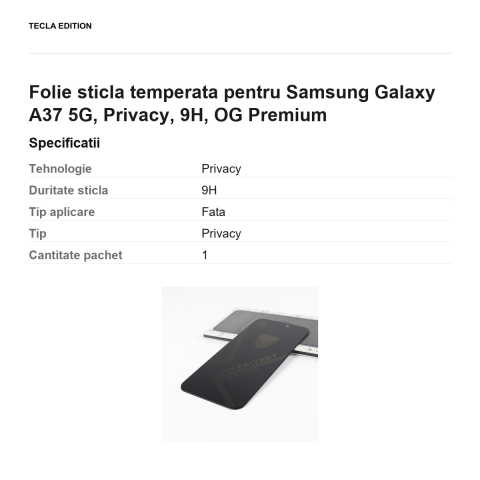 Folie sticla temperata pentru Samsung Galaxy A37 5G, Privacy, 9H, OG Premium [2]