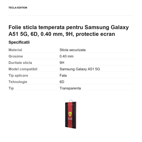 Folie sticla temperata pentru Samsung Galaxy A51 5G, 6D, 0.40 mm, 9H, protectie ecran [2]