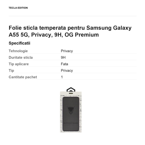 Folie sticla temperata pentru Samsung Galaxy A55 5G, Privacy, 9H, OG Premium [2]
