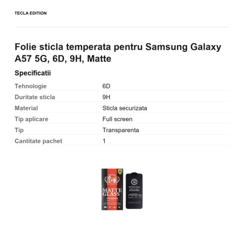 Folie sticla temperata pentru Samsung Galaxy A57 5G, 6D, 9H, Matte [2]