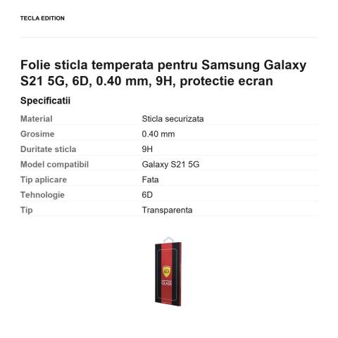 Folie sticla temperata pentru Samsung Galaxy S21 5G, 6D, 0.40 mm, 9H, protectie ecran [2]