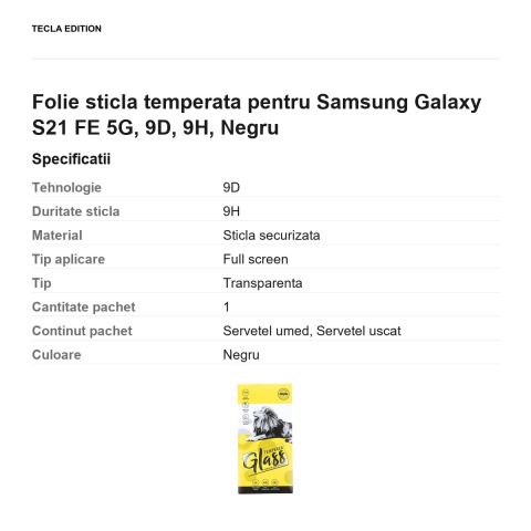 Folie sticla temperata pentru Samsung Galaxy S21 FE 5G, 9D, 9H, Negru [2]