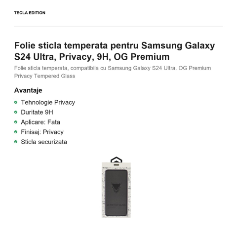 Folie sticla temperata pentru Samsung Galaxy S24 Ultra, Privacy, 9H, OG Premium [1]