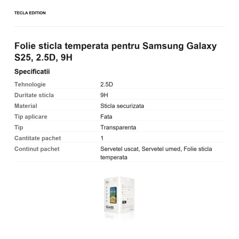 Folie sticla temperata pentru Samsung Galaxy S25, 2.5D, 9H [2]