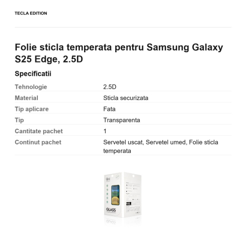 Folie sticla temperata pentru Samsung Galaxy S25 Edge, 2.5D [2]