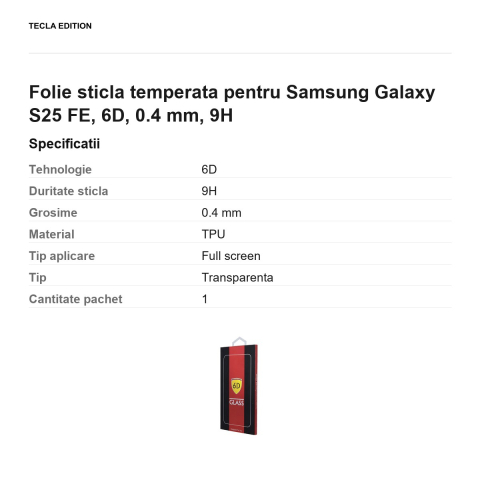 Folie sticla temperata pentru Samsung Galaxy S25 FE, 6D, 0.4 mm, 9H [2]